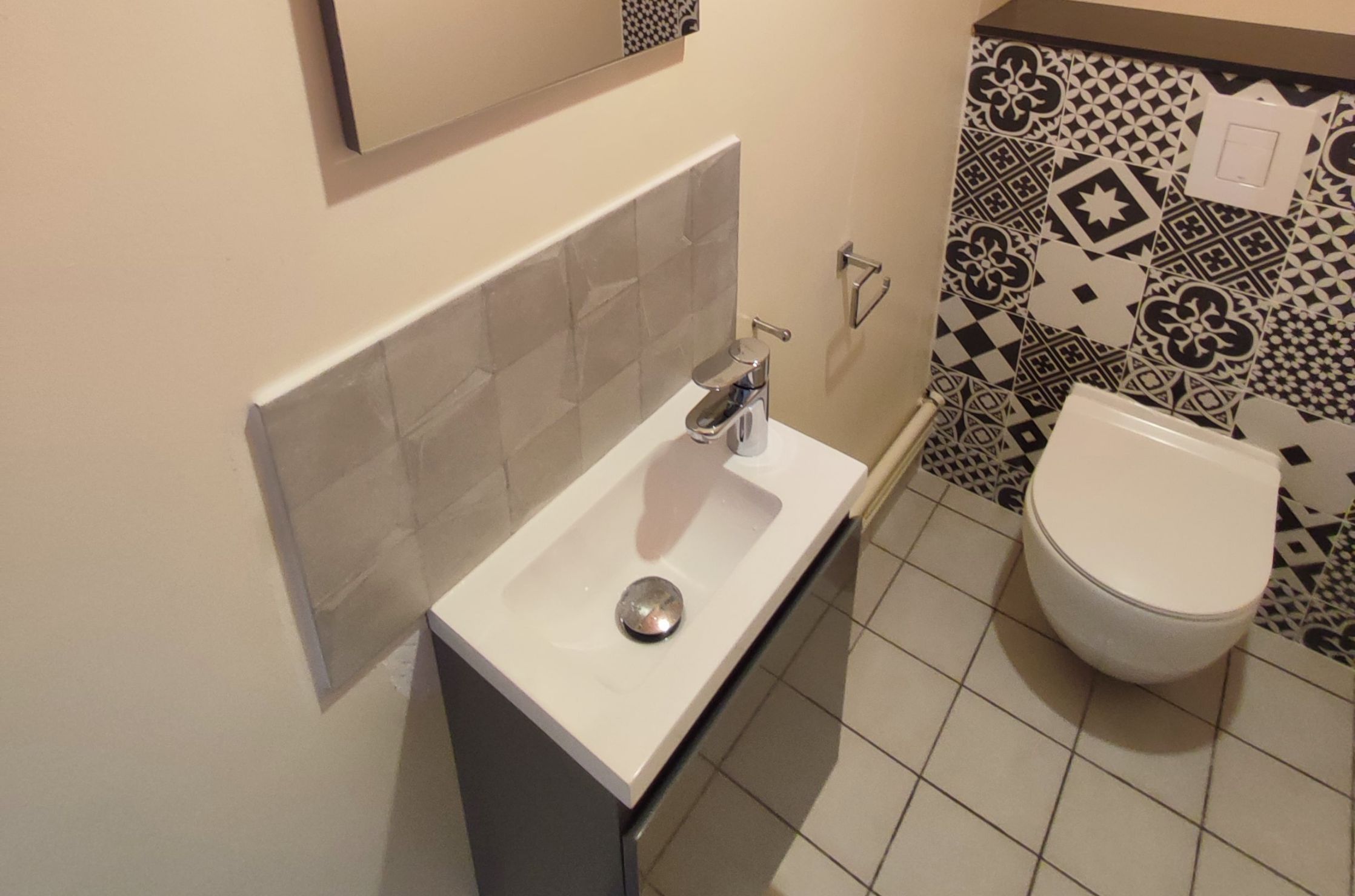 Pose wc suspendu angers - lave main - miroir - wc